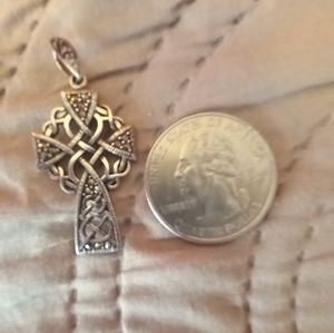 Large Marquisiste cross with 16in chain sterling silver